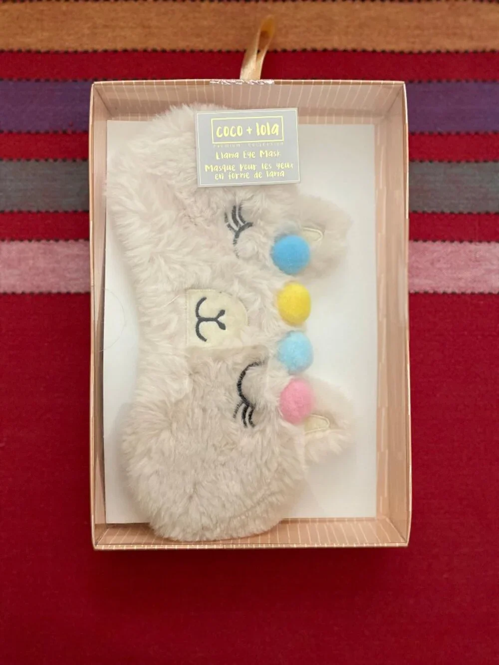 Coco + Lola Premium Collection Llama Faux Fur Pastel Pom Pom Headdress Eye Mask